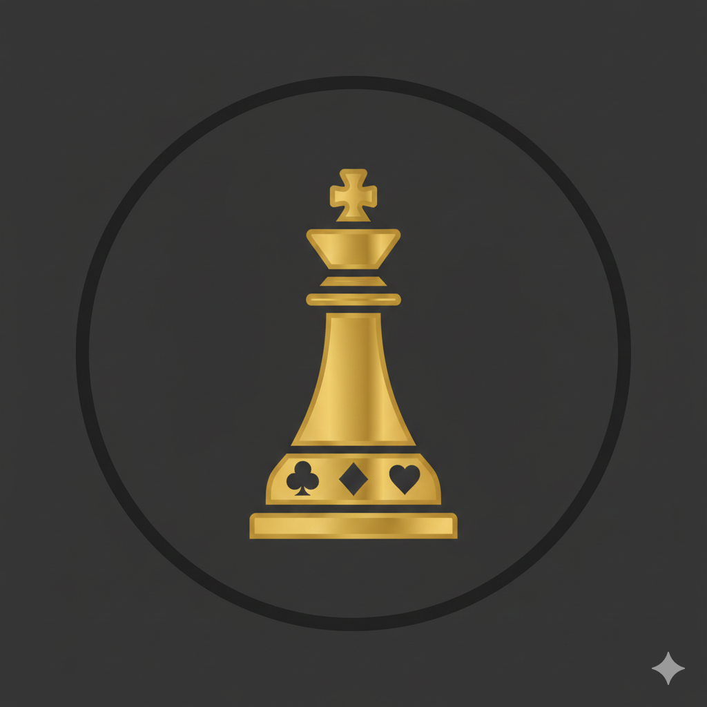 Gold chess king with card suits — gaming industry strategy